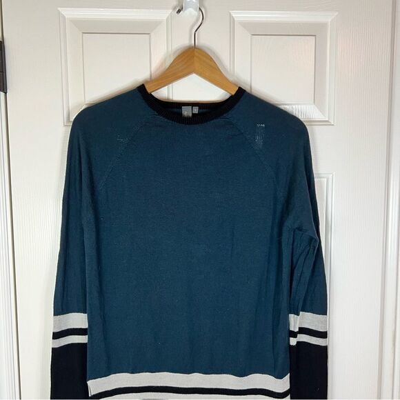 Sweaty Betty Jumper 100% Merino Wool Alpine Tunic Sweater Color Block Size Small - Picture 7 of 11